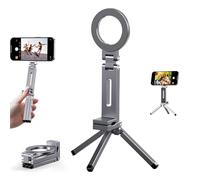 Magnetic Phone Tripod Stand Carabiner for iPhone 16/15/14/13/12 Plus Pro Max, 360° Adjustable Mini Foldable for iPhone & Magsafe Aluminium Stand, fors Travel, Vlog (Grey)