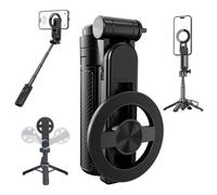 Magnetic Pocket Selfie Stick, 4-in-1 360 Rotating Tripod with Wireless Remote, Extendable Phone Stand compatible with iPhone & Android