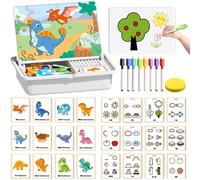 Magnetic Puzzle Face Dress Up, Portable Magnetic Puzzles Face Dress Up Travel Game Double Side Preschool Educational Learning Toy for Kids with Storage Case (Dinosaur World)