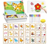 Magnetic Puzzle Face Dress Up, Portable Magnetic Puzzles Face Dress Up Travel Game Double Side Preschool Educational Learning Toy for Kids with Storage Case (Zoo)