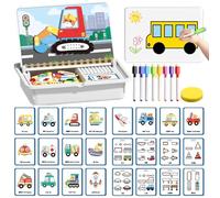 Magnetic Puzzle Face Dress Up, Portable Magnetic Puzzles Face Dress Up Travel Game Double Side Preschool Educational Learning Toy for Kids with Storage Case (Transportation)