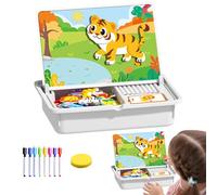Magnetic Puzzle Game - Face Matching Toy for Toddler Learning, Preschool Boys Girls Development with Educational Function, Dress Up Puzzle for Kindergarten, 12.61x9.85x3.15 in