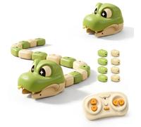 Magnetic Snake Game Eating Itself,Remote Control Snake Toy with Sound and Light,Interactive Parent-Child Competitive Game Race Car Toy for Kids (Green)