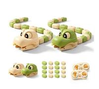 Magnetic Snake Game Eating Itself,Remote Control Snake Toy with Sound and Light,Interactive Parent-Child Competitive Game Race Car Toy for Kids (Green+Beige)