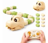 Magnetic Snake Game Toy Eating Itself, Remote Control Eating Snake Toys with Sound & Light, Fun Interactive Parent-Child Competitive Game Race Car Toy for Kids Boys Girls (Beige*A)