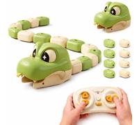 Magnetic Snake Game Toy Eating Itself, Remote Control Eating Snake Toys with Sound & Light, Fun Interactive Parent-Child Competitive Game Race Car Toy for Kids Boys Girls (Green*A)