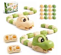 Magnetic Snake Game Toy Eating Itself,Remote Control Snake Game，Beige+Green | Remote Control Eating Snake with Sound and Light,Interactive Parent-Child Competitive Race Car Toy for Boys & Girls