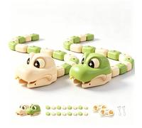 Magnetic Snake Game Toy, Remote Control Snake With Light And Sound Effect, Parent-Child Competitive Interactive Racing Game Toy For Kids Boys Girls，Green+Beige