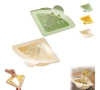 Magnetic Suction Space-Saving Corner Sink Strainer, Triangular Tank Food Drain Basket with Drain Hole, Magnetic Triangular Sink Corner Rack, Press to Dump for Food Waste (Green+White)