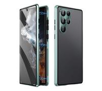 Magnetic Tempered Glass Double-Sided Phone Case for Samsung, Magnetic Tempered Glass Phone Case, All-Round Protection & Anti-Peeping Anti-Drop (For Samsung S22Ultra,Green*HD)