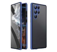 Magnetic Tempered Glass Double-Sided Phone Case for Samsung, Magnetic Tempered Glass Phone Case, All-Round Protection & Anti-Peeping Anti-Drop (For Samsung S22,Blue*Privacy)