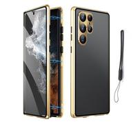 Magnetic Tempered Glass Double-Sided Phone Case for Samsung S25 S24 S23 S22 S21 Ultra Plus, Anti-Peep All-Round Protection & Anti-Drop (For Samsung S21,Gold)
