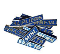 Magnetic Tool Box Labels, 3D Printed Reusable Tags & Organization Markers with Strong Hold, 12 Pieces Magnetic Label Set for Steel Tool Carts Drawers Cabinets Garage Storage Shelving Workshop