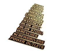 Magnetic Tool Box Labels - Removable Reusable Organization Tags for Metal Cabinets Drawers Carts | Strong Flexible Magnets, Easy Labeling, Customizables Tags for Steel Surfaces Workshop, Blue Yellow