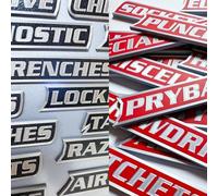 Magnetic Toolbox Drawer Labels, 12/24/36/48 Pack Soft Magnetic Tool Box Labels for Tool Organization, Reusable Tags for Steel Toolboxes, Carts, Drawers and Cabinets(Black+red,36 Pack)