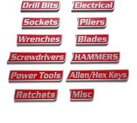 Magnetic Toolbox Labels, 12 Pack of Magnetic Tool Box Labels, Multipurpose Tool Boxs Tags, Reusable Magnet Tags for Garage Storage, Tool Chest, Carts, Drawers & Cabinets(Red)