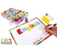 Magnetic Toys & Playboards,Completo di Magneti per Il Frigo con 104 Lettere e 10 Numeri e 7 Simboli Magnetici per Bambini,Include 1 Contenitori,Lavagna Magnetica,Penne e Gomma