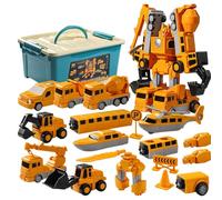 Magnetic Transform Engineering Car Assembled Toys with Storage Box Magnetic Cars and Trucks Magnetic Construction Trucks for Kids Age 3-8 Year Old Boy Gift