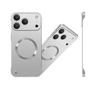 Magnetic Ultra Thin Frameless Matte Slim Case for iPhone 17 16 15 14 13 12 series, Compatible with Magsafe, Full Camera Protection Phone Case for Women Men (Silver,for iPhone 16 pro max)