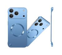 Magnetic Ultra Thin Frameless Matte Slim Case for iPhone 17 16 15 14 13 12 series, Compatible with Magsafe, Full Camera Protection Phone Case for Women Men (Blue,for iPhone 14 plus)