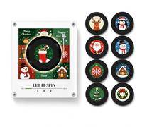 Magnetic Vinyl Player for Fridge, Christmas Music Box with 9 NFC Discs (#4) | Mini record player magnet for refrigerator decor with 9 vinyl-style NFC discs for interactive Christmas music and gifting.