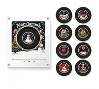 Magnetic Vinyl Player for Fridge, Christmas Music Box with 9 NFC Discs (#5) | Mini record player magnet for refrigerator decor with 9 vinyl-style NFC discs for interactive Christmas music and gifting.