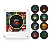 Magnetic Vinyl Player for Fridge, Christmas Music Box with 9 NFC Discs (#6) | Mini record player magnet for refrigerator decor with 9 vinyl-style NFC discs for interactive Christmas music and gifting.