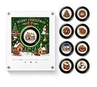 Magnetic Vinyl Player for Fridge, Christmas Music Box with 9 NFC Discs (#7) | Mini record player magnet for refrigerator decor with 9 vinyl-style NFC discs for interactive Christmas music and gifting.