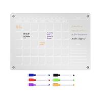 Magnetic Weekly Calendar - Clear Acrylic Planner Board, Erasable Note, Reusable Writing Sheet, Monthly Schedule Organization, Strong Magnet Back Design For Refrigerator Placement | Usage For Kitchen