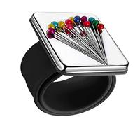 Magnetic wrist strap black Puntaspilli magnetici da cucito da polso,1PCS Puntaspilli da cucito magnetico, braccialetto con forte magnete porta spilli in silicone Cinturino per fermagli per DIY cucito