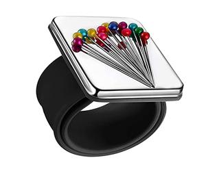 Magnetic wrist strap black Puntaspilli magnetici da cucito da polso,1PCS Puntaspilli da cucito magnetico, braccialetto con forte magnete porta spilli in silicone Cinturino per fermagli per DIY cucito