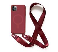 Magnetica Cover con Collana Compatibile con iPhone 11 Pro,Case con Laccio per Il Collo Custodia con Cordino,Rosso