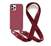 Magnetica Cover con Collana Compatibile con iPhone 12 Pro Max,Case con Laccio per Il Collo Custodia con Cordino,Rosso