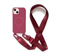 Magnetica Cover con Collana Compatibile con iPhone 13 Mini,Case con Laccio per Il Collo Custodia con Cordino,Rosso