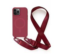 Magnetica Cover con Collana Compatibile con iPhone 13 Pro,Case con Laccio per Il Collo Custodia con Cordino,Rosso