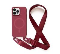 Magnetica Cover con Collana Compatibile con iPhone 14 Pro Max,Case con Laccio per Il Collo Custodia con Cordino,Rosso
