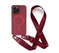 Magnetica Cover con Collana Compatibile con iPhone 15 Pro Max,Case con Laccio per Il Collo Custodia con Cordino,Rosso