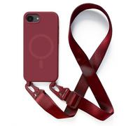 Magnetica Cover con Collana Compatibile con iPhone 16e,Case con Laccio per Il Collo Custodia con Cordino,Rosso