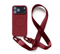 Magnetica Cover con Collana Compatibile con iPhone 17 Pro Max,Case con Laccio per Il Collo Custodia con Cordino,Rosso