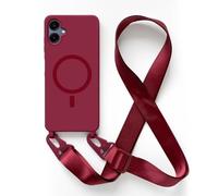 Magnetica Cover con Collana Compatibile con Samsung Galaxy A06 4G,Case con Laccio per Il Collo Custodia con Cordino,Rosso