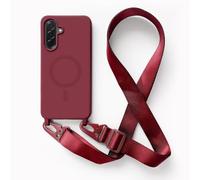 Magnetica Cover con Collana Compatibile con Samsung Galaxy A26,Case con Laccio per Il Collo Custodia con Cordino,Rosso