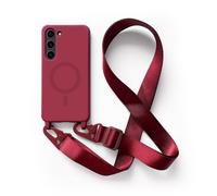 Magnetica Cover con Collana Compatibile con Samsung Galaxy S21 Plus,Case con Laccio per Il Collo Custodia con Cordino,Rosso