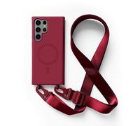 Magnetica Cover con Collana Compatibile con Samsung Galaxy S22 Ultra,Case con Laccio per Il Collo Custodia con Cordino,Rosso