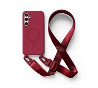 Magnetica Cover con Collana Compatibile con Samsung Galaxy S23 FE,Case con Laccio per Il Collo Custodia con Cordino,Rosso
