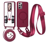 Magnetica Cover con Cordino per Samsung Galaxy Note 20 Ultra,[Compatibile con MagSafe], Cover in Silicone, Regolabile Cordino da Collo Nylon Catena Collana Tracolla,Rosso