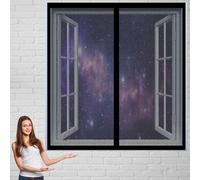 Magnetica Finestra Premium 120 x 45 cm Easy to Install Senza Fori Tenda Anti Insetti Zanzare Aria Fresca in & Keep Bugs Out per Windows, Nero