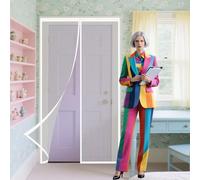 Magnetica per Zanzariera 80 x 203 cm Zanzariera Porta Finestra Tenda Nero Traspirante per Porte Finestra, Bianco