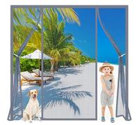 Magnetica per Zanzariera Porta Doppia Grigio 350x280cm Bordo inferiore appesantito per evitare che si alzi con il vento per grandi ingressi al portico e passaggi verso il solarium
