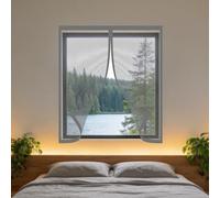 Magnetica Zanzariera 105 x 125 cm Chiusura Automatica, con Nastro Adesivo Zanzariera Autoadesiva Finestre Chiuso Automaticamente Pieghevole per Corridoi Finestre Patio, Grigio