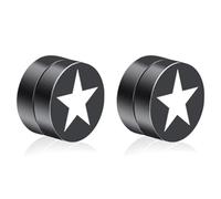 Magnetici Uomo Orecchini LGT Jewels Stella Nero Argento 8 mm